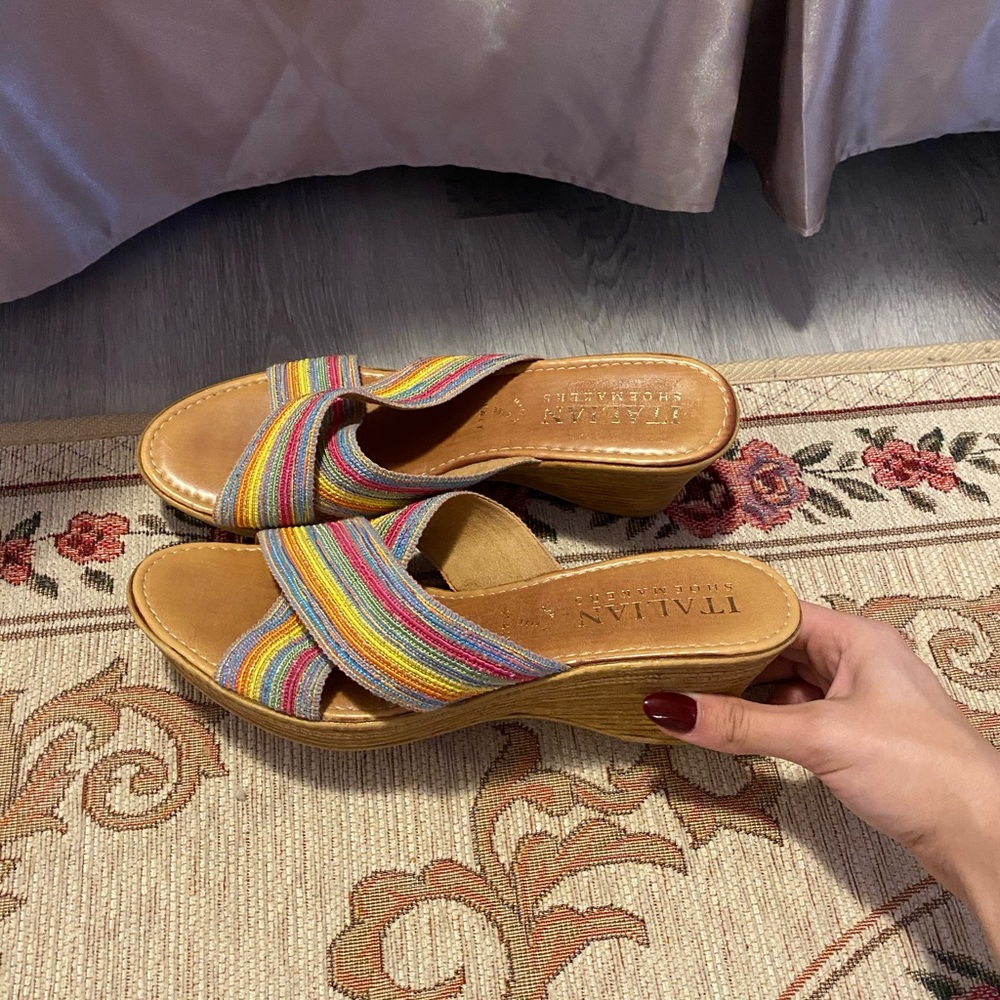 Y2k Multicolor open toe wedges
